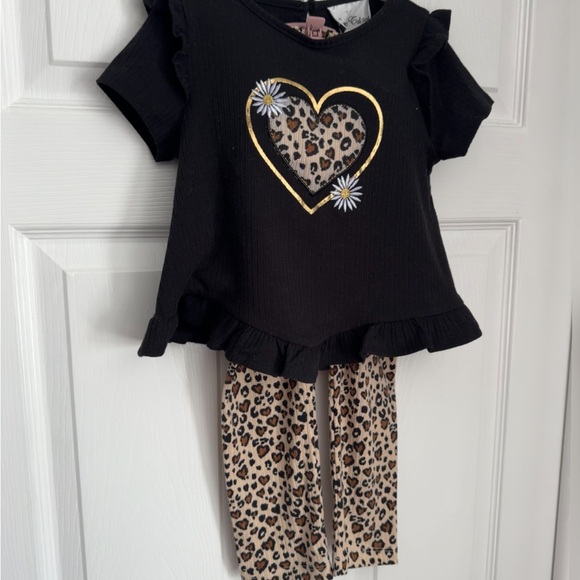 Toddler girl leopard heart set - Picture 2 of 5